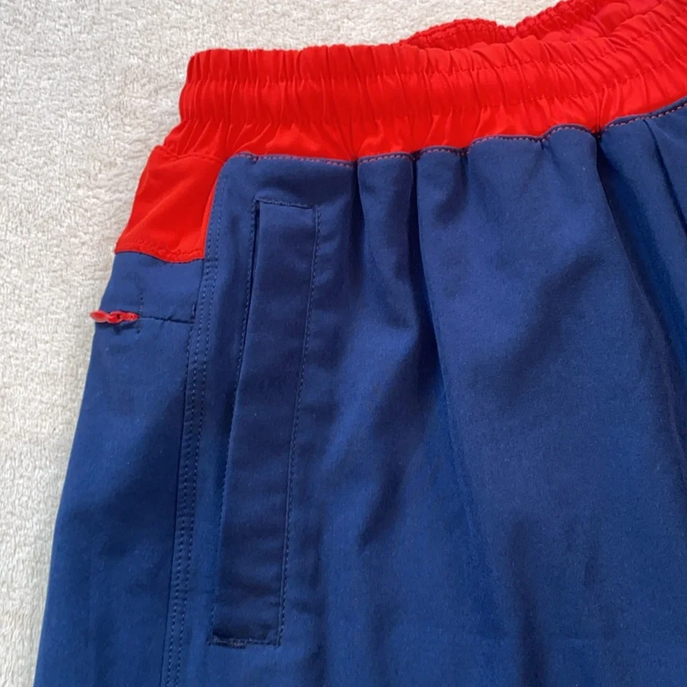 Freeballers The Show Stopper navy/red athletic performance shorts inner liner S